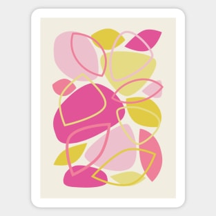 Pink, Yellow, Mid Century Modern Abstract 23 Sticker